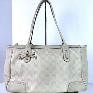 ♦️Gorgeous COA Gucci Leather Supreme GG print zippered Tote Bag Handbag
